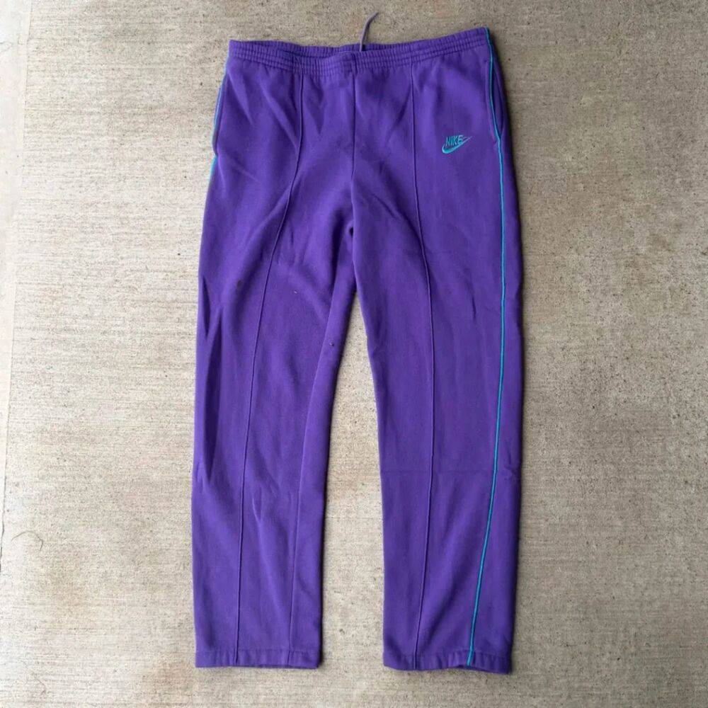 Vtg 80s Nike Blue Tag Sweatpants Purple Teal Pintuck Track Pants Mens M